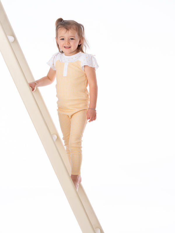 Girl and boy in organic cotton overall 
