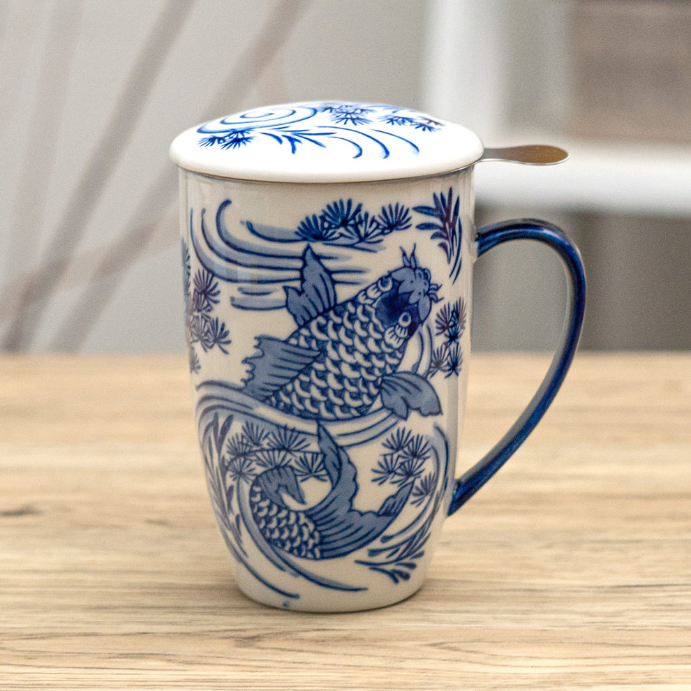 Koi Fish - Mug with Lid and Infuser (for loose leaf tea)