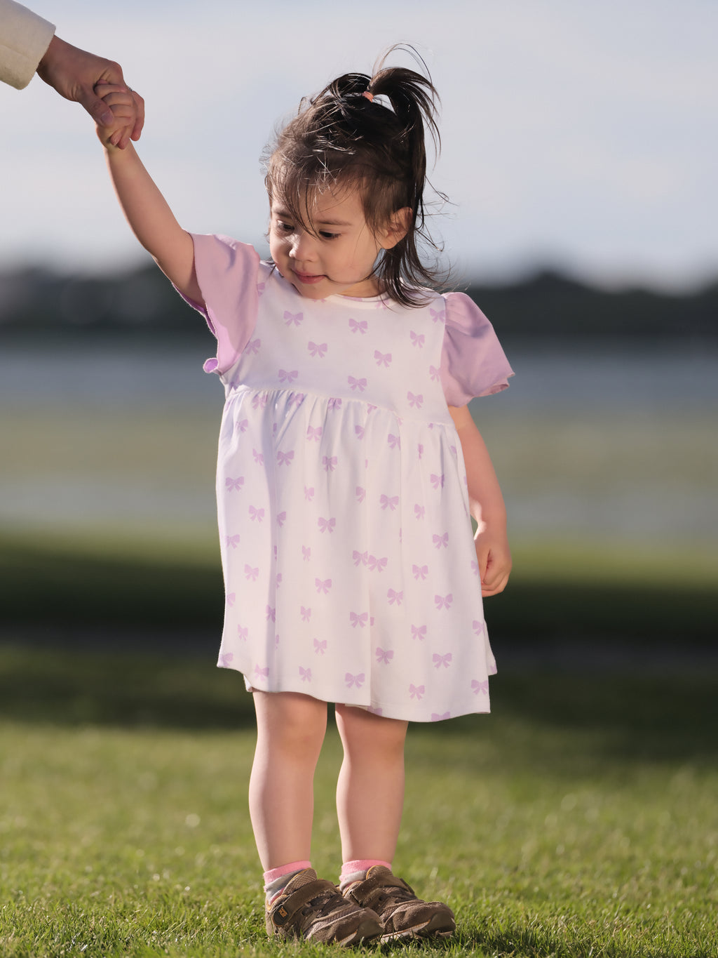 Organic Cotton Alice Ruffled Dress - Bow