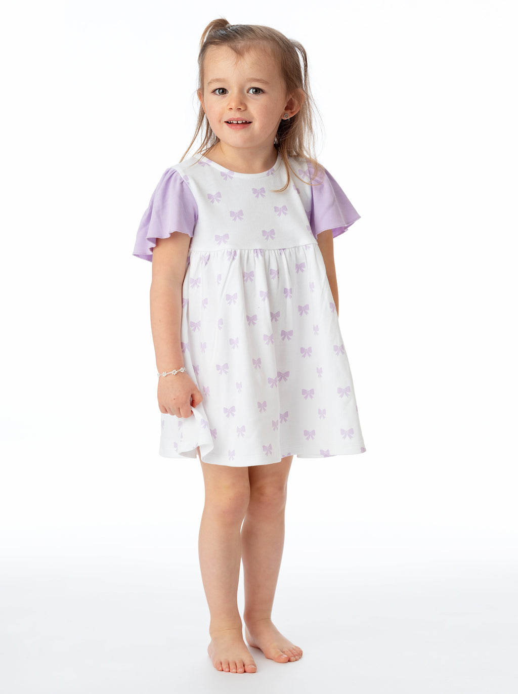 Organic Cotton Alice Ruffled Dress - Bow