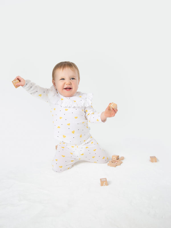 Organic Cotton Leggings - Yellow Hearts