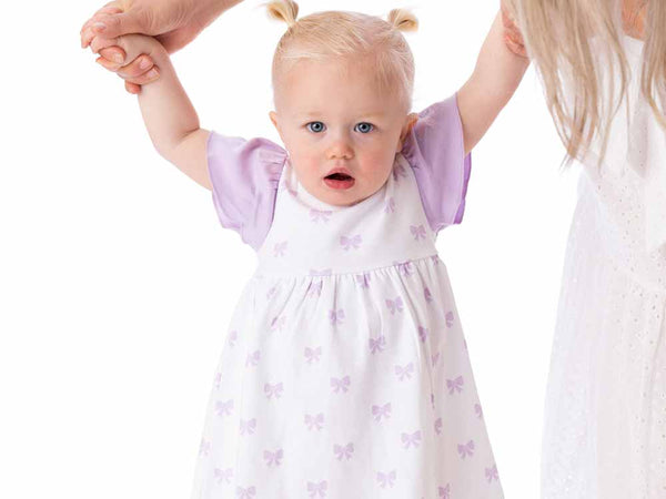 Organic Cotton Alice Ruffled Dress - Bow