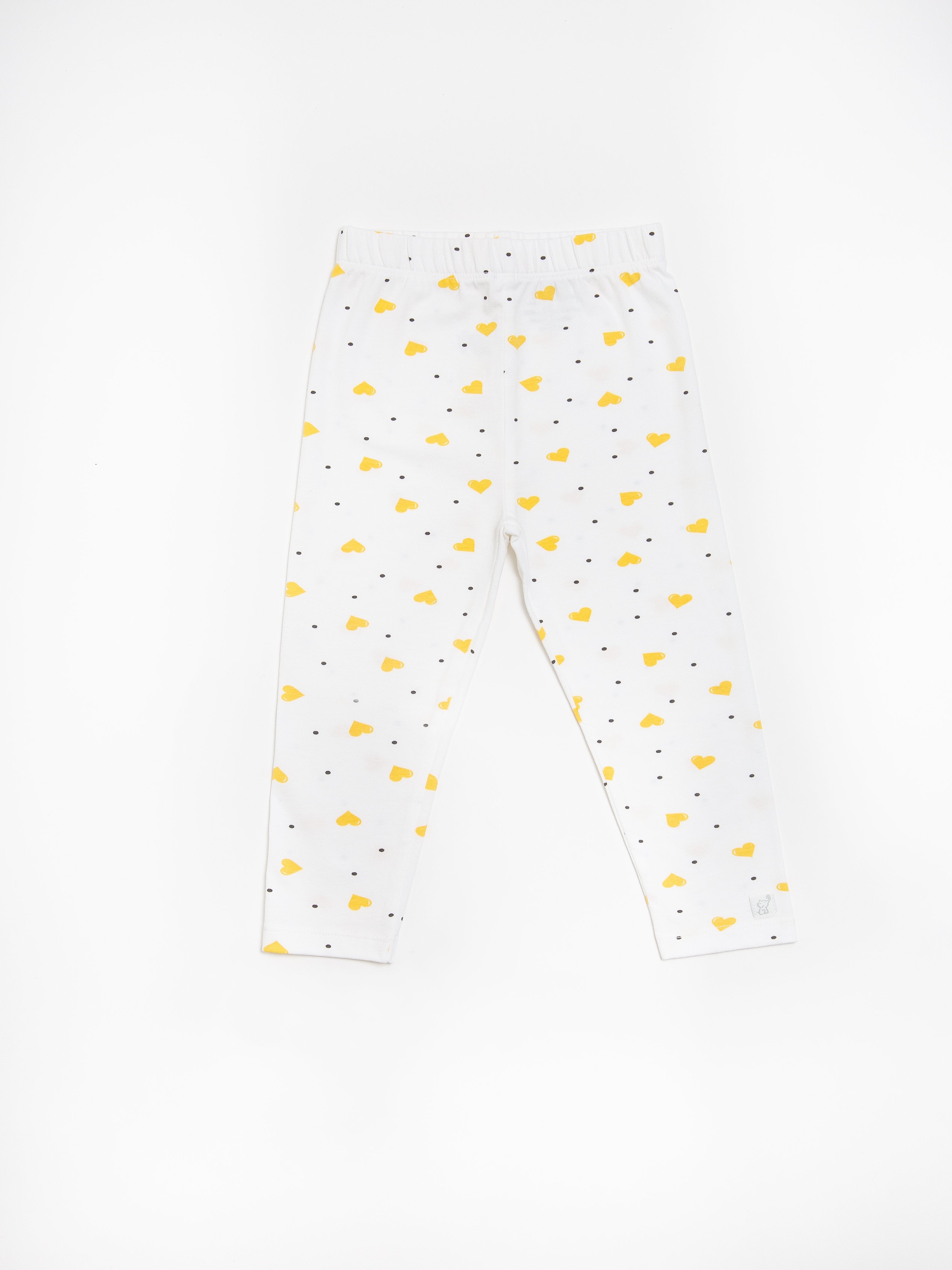 Organic Cotton Leggings - Yellow Hearts